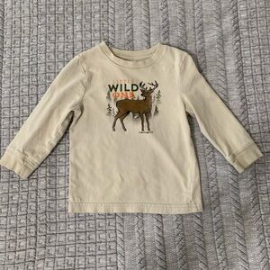 Carhartt Cream Long Sleeve Kids Tee with Deer Graphic